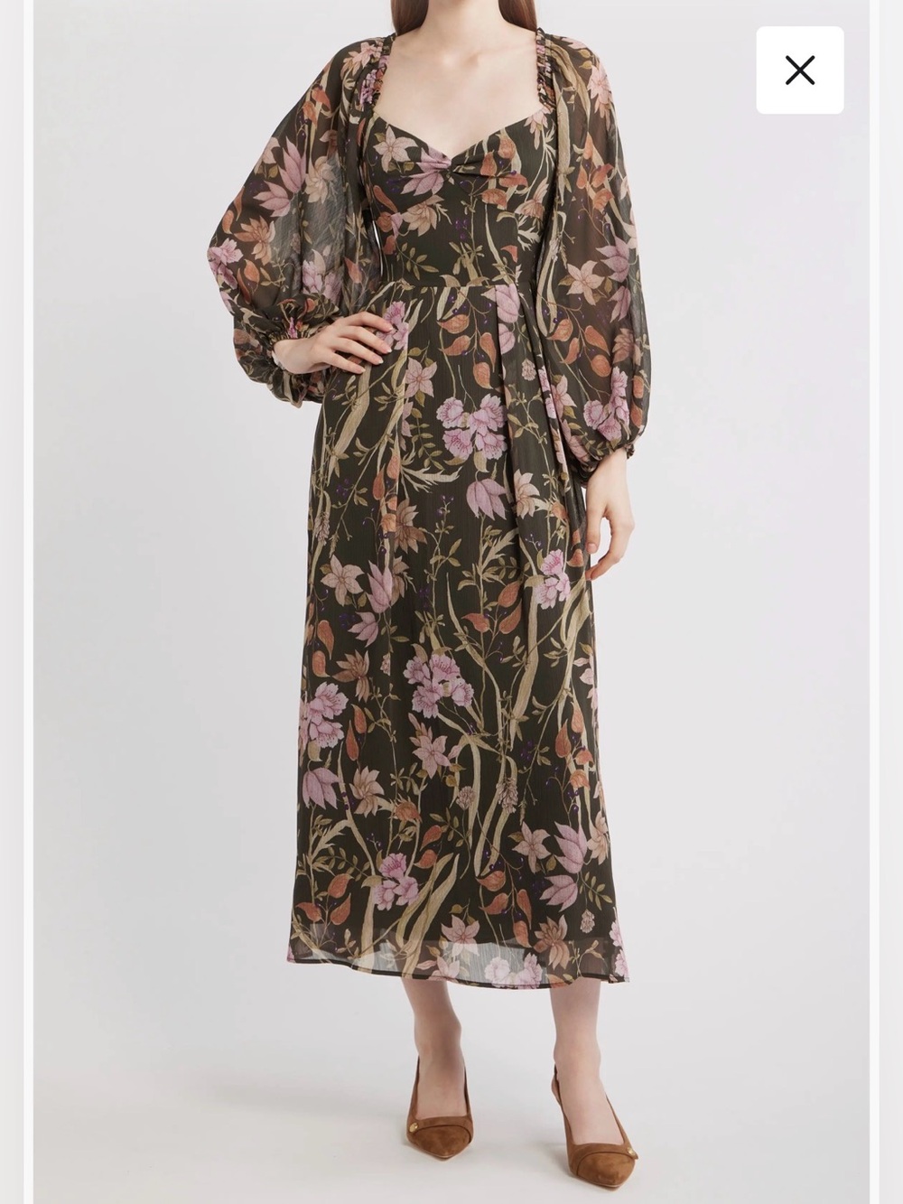 En Saison | Floral Long Sleeve Chiffon Dress